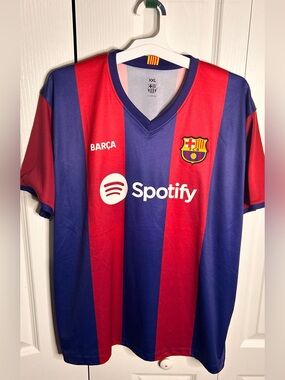 FC Barcelona Men’s Home Jersey Spotify Logo XXL Red‎ & Blue Shirt Lightweight